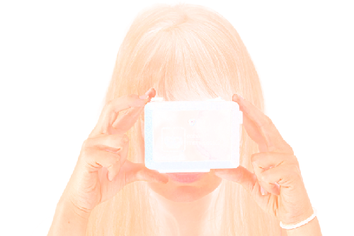 Woman takes photo with blindtouch camera