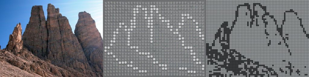 Mountains photo with representation on blindtouch pins